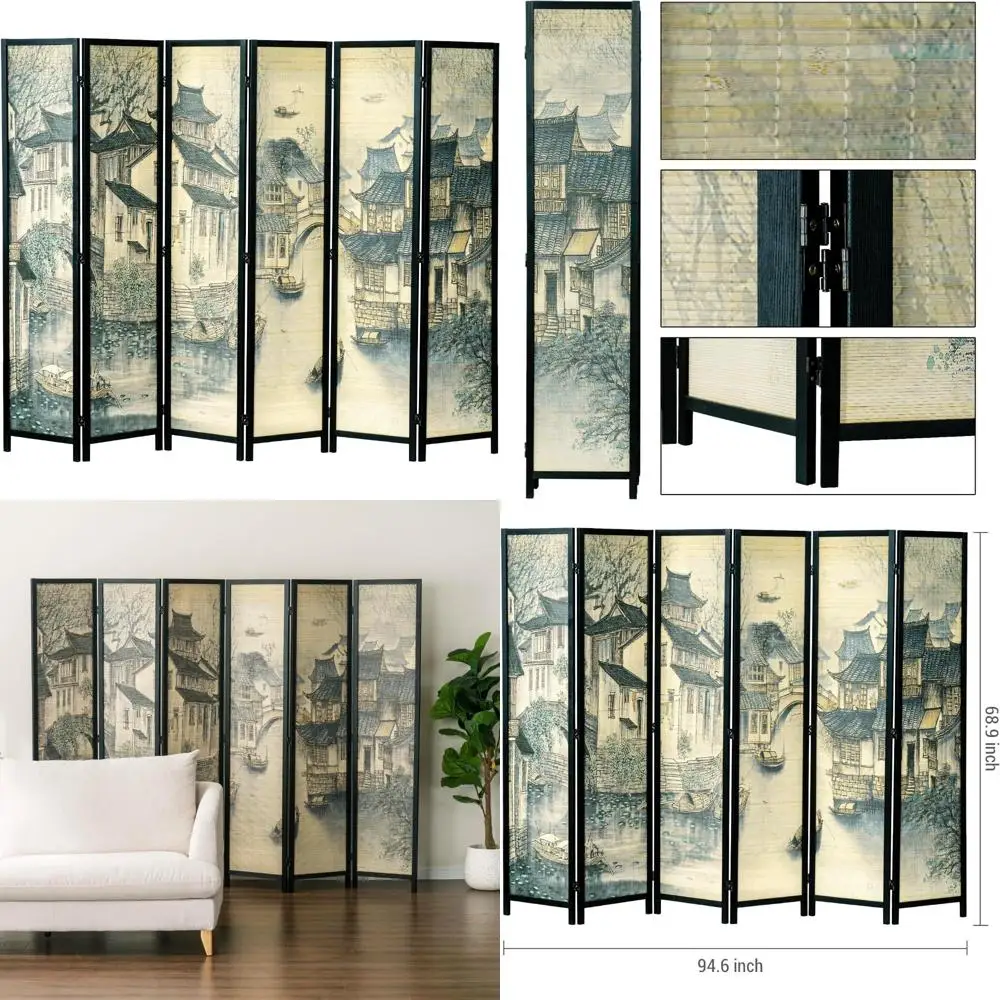 Перегородка с 6 панелями и винтажным азиатским дизайном водного дерева, черное дерево 6 футов
Перегородка с 6 панелями и винтажным азиатским дизайном водного дерева, черное дерево 6 футов