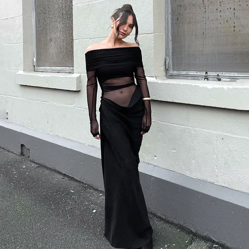 SKMY Summer Long Sleeve Party Dress 2025 - Sexy Spliced Off-Shoulder Evening Gown, Breathable Slim Fit Pure Color with
SKMY Summer Long Sleeve Party Dress 2025 - Sexy Spliced Off-Shoulder Evening Gown, Breathable Slim Fit Pure Color with