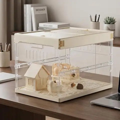 Hamster Kafesi Başlangıç Seti Gine Domuzu Kafesi 6 Aksesuarlı Evcil Hayvan Sıçan Kafesi Şinşilla Kirpi Suriye Gerbil Çiğnemeye Dayanıklı Akrilik