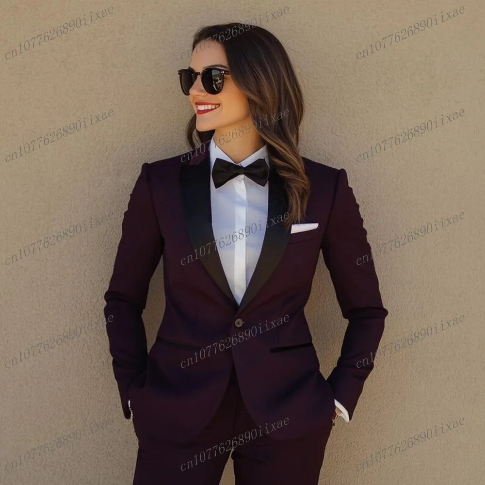 New Black Collar Dark Purple Women Suits Lady Business Office Tuxedos Mother Wedding Party Formal Ladies 2 Piece Jacket Pants
New Black Collar Dark Purple Women Suits Lady Business Office Tuxedos Mother Wedding Party Formal Ladies 2 Piece Jacket Pants