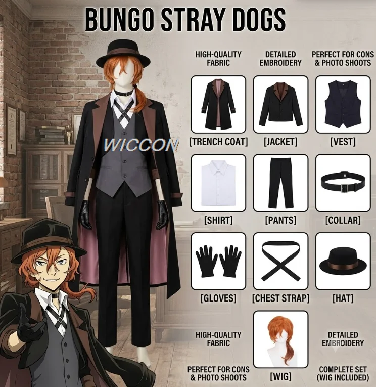 2026 New Halloween Bungo Cosplay Costume Nakahara Chuya Japanese Anime Fancy Dress Outfit Unisex Cos
2026 New Halloween Bungo Cosplay Costume Nakahara Chuya Japanese Anime Fancy Dress Outfit Unisex Cos