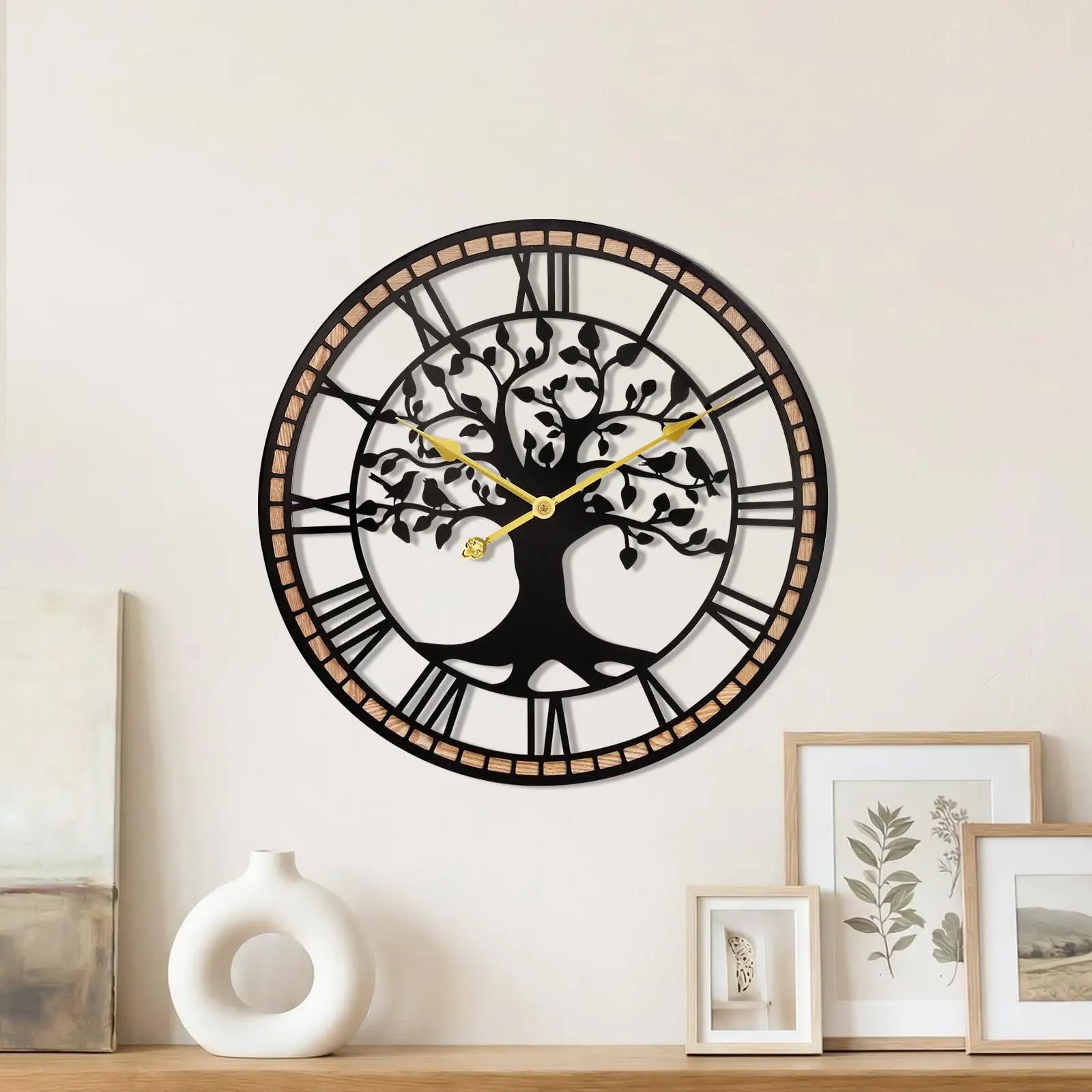 20 Inch Tree Of Life Metal And Wood Wall Clock With Bird Design Silent Non-Ticking Decor For Living Room
20 Inch Tree Of Life Metal And Wood Wall Clock With Bird Design Silent Non-Ticking Decor For Living Room
