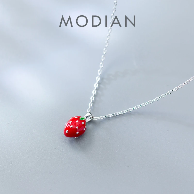 Modian Charm Sweet Lovely Strawberry Necklace Fashion 100% 925 Sterling Silver Pendants For Women Valentine's Day Jewelry Gift
Modian Charm Sweet Lovely Strawberry Necklace Fashion 100% 925 Sterling Silver Pendants For Women Valentine's Day Jewelry Gift