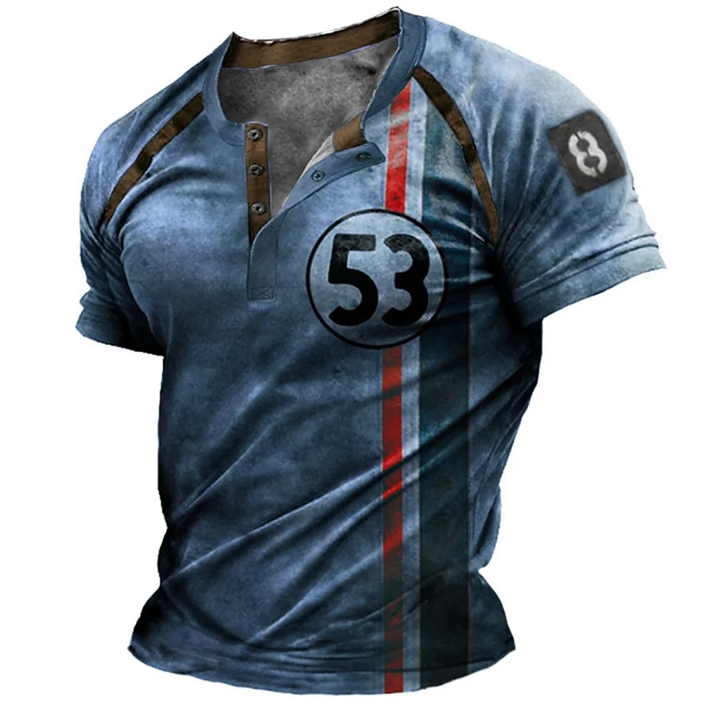 Fashion Men's Henley Shirts Funny 3D Letter Stripe Printed Tees Casual Button Short Sleeve Tops Summer Oversized Vintage Clothes
Fashion Men's Henley Shirts Funny 3D Letter Stripe Printed Tees Casual Button Short Sleeve Tops Summer Oversized Vintage Clothes