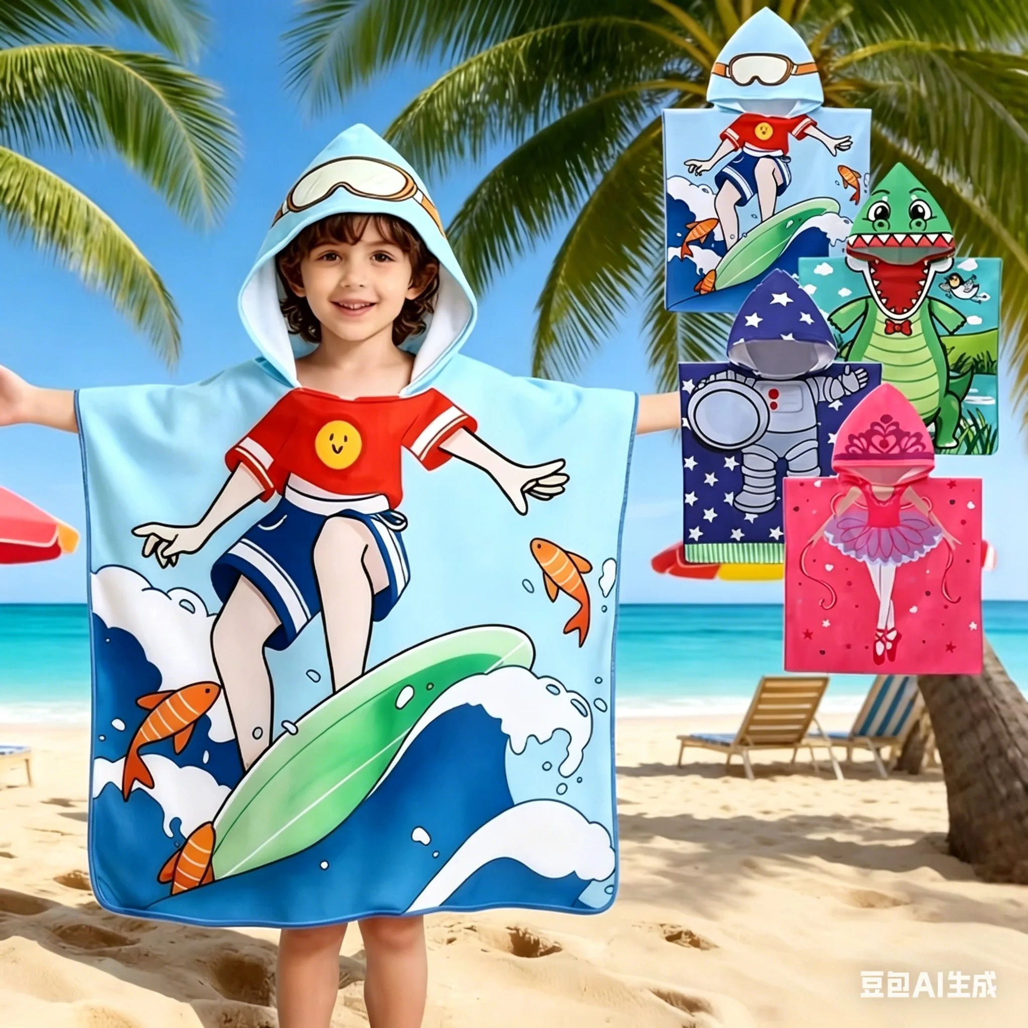 1pc Cartoon Character Print Hooded Towel Poncho, Quick Dry Polyester Beach Changing Robe, Matching Family/Couple Swim Poncho for
1pc Cartoon Character Print Hooded Towel Poncho, Quick Dry Polyester Beach Changing Robe, Matching Family/Couple Swim Poncho for