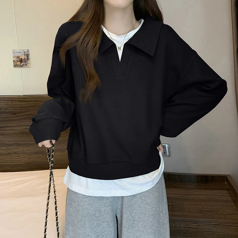 fall fake two piece long sleeve women Polo t shirt students Korean fashion loose all-match Harajuku clothing street School black
fall fake two piece long sleeve women Polo t shirt students Korean fashion loose all-match Harajuku clothing street School black