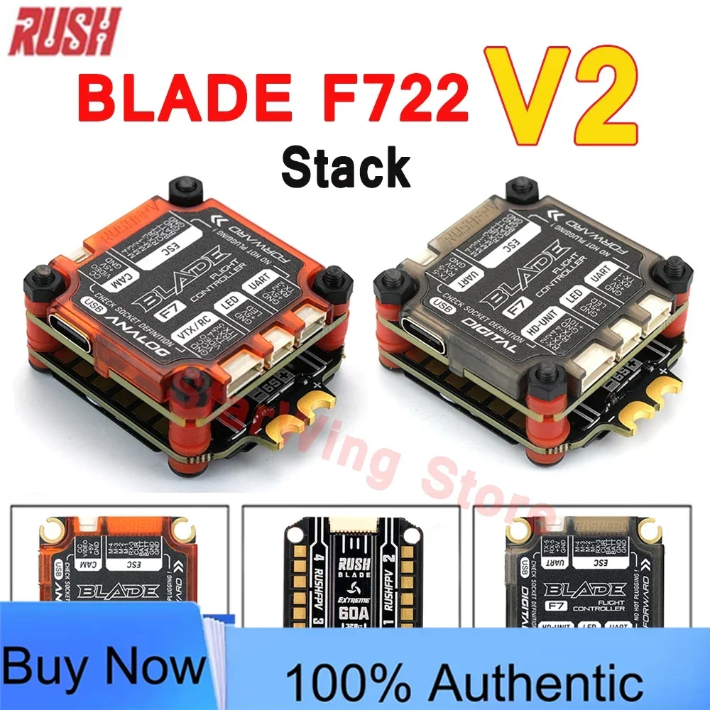 RUSHFPV RUSH BLADE V2 Stack F722 Analog Digital Flight Controller Extreme 60A 128K BLHELI AM32 4in1 ESC for FPV Drone
RUSHFPV RUSH BLADE V2 Stack F722 Analog Digital Flight Controller Extreme 60A 128K BLHELI AM32 4in1 ESC for FPV Drone