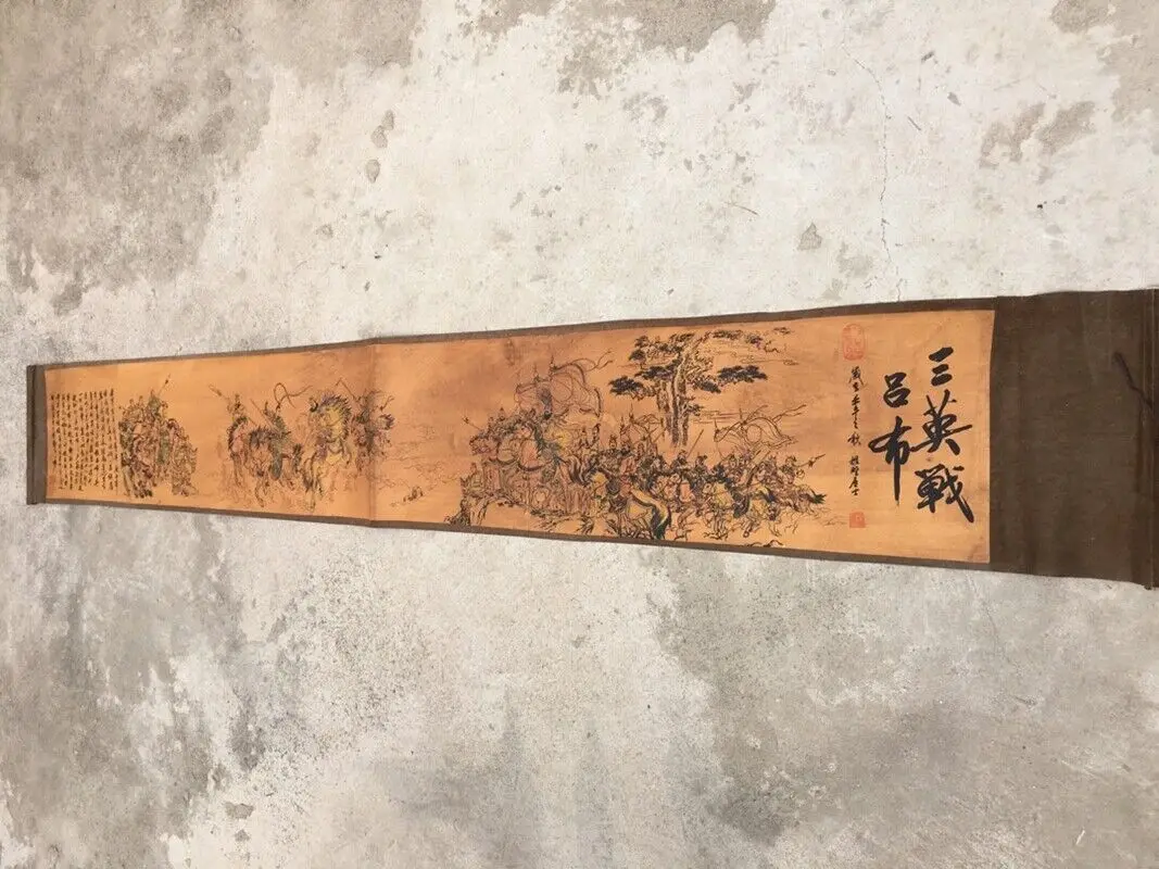 China Old calligraphy painting "Three British War Lu Bu" painting scroll
China Old calligraphy painting "Three British War Lu Bu" painting scroll