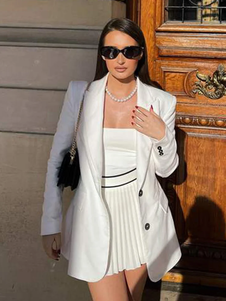 TRAFZA 2025 For Women Summer Elegant A-line Skirts Woman Wide Pleated Decorate White Solid Side Zipper Casual Mini Skirt Trendy
TRAFZA 2025 For Women Summer Elegant A-line Skirts Woman Wide Pleated Decorate White Solid Side Zipper Casual Mini Skirt Trendy