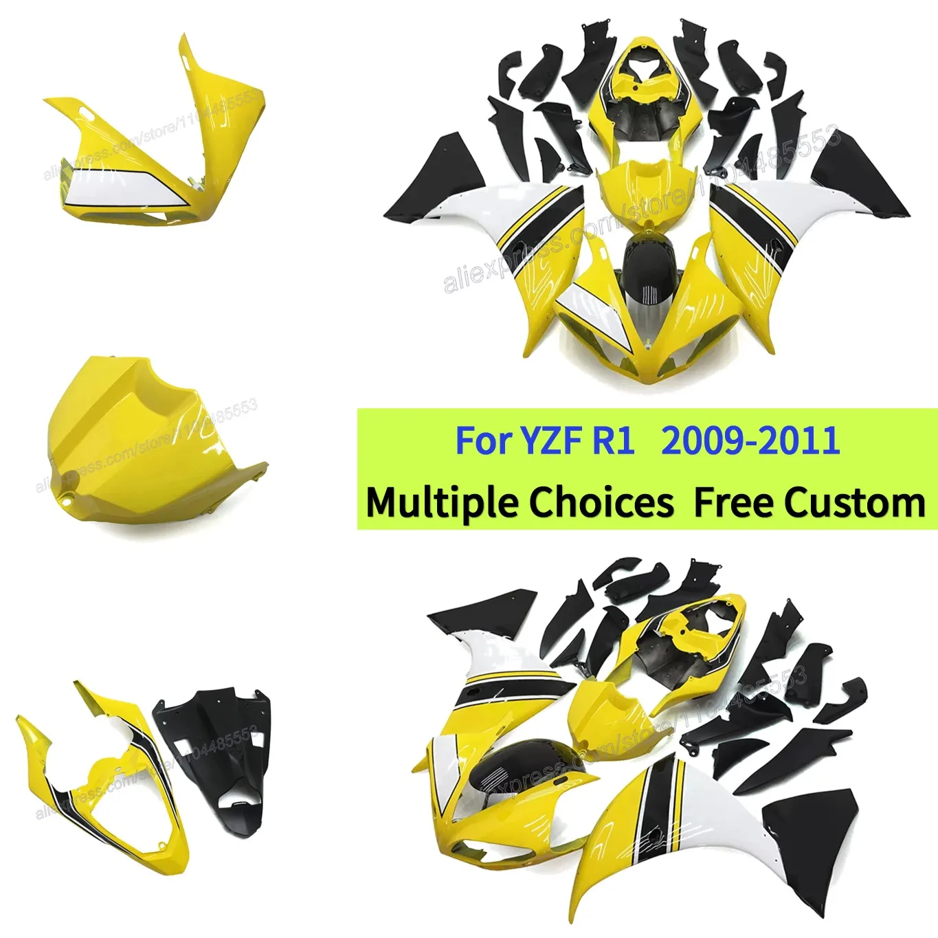 Aftermarket ABS Fairing Kit for Yamaha YZF R1 2009-2011 Full Body Panels | Yellow White Black
Aftermarket ABS Fairing Kit for Yamaha YZF R1 2009-2011 Full Body Panels | Yellow White Black