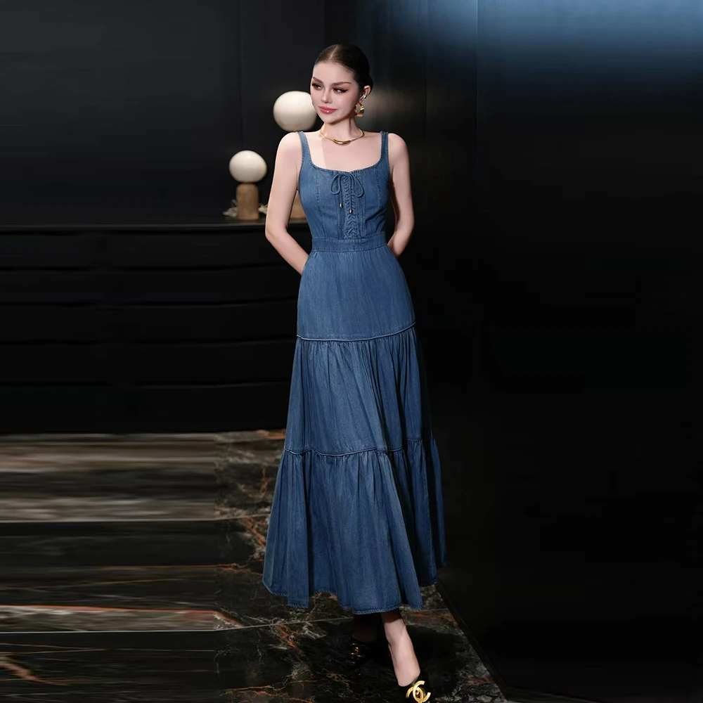 Meyyithun Women's Dress Summer Women A-line Strap Sleeveless Elegant Denim Jean Midi Dress Summer Casual Streetwear Dresses
Meyyithun Women's Dress Summer Women A-line Strap Sleeveless Elegant Denim Jean Midi Dress Summer Casual Streetwear Dresses
