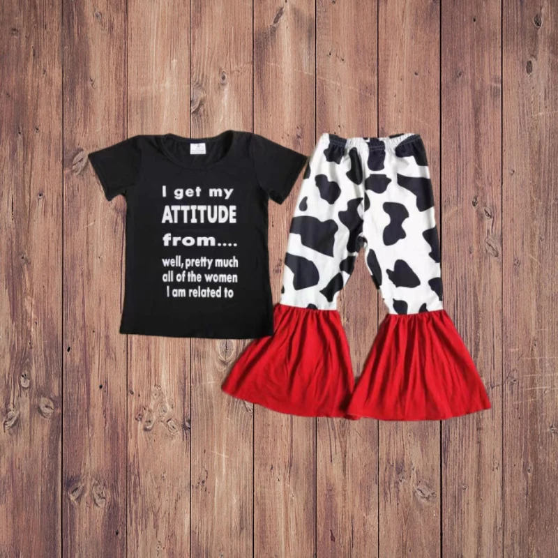 3.15 D12-20 Girls Premium Outfit with Black Lettered Cow Print Flared Pants Fashionable Children's Clothing Set
3.15 D12-20 Girls Premium Outfit with Black Lettered Cow Print Flared Pants Fashionable Children's Clothing Set