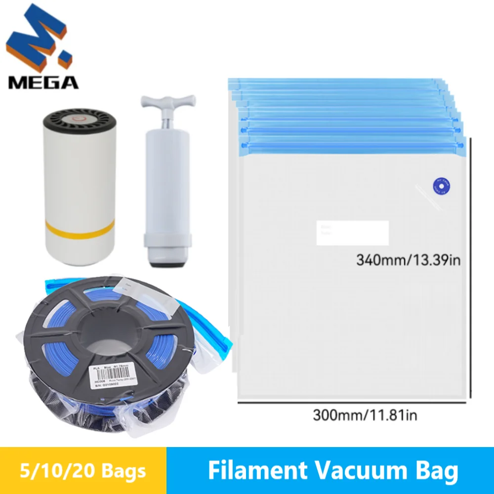 Вакуумный пакет для филамента 3D-принтера с электрическим/ручным насосом, устойчивый к влаге, для хранения филамента PLA, ABS, PETG
Вакуумный пакет для филамента 3D-принтера с электрическим/ручным насосом, устойчивый к влаге, для хранения филамента PLA, ABS, PETG