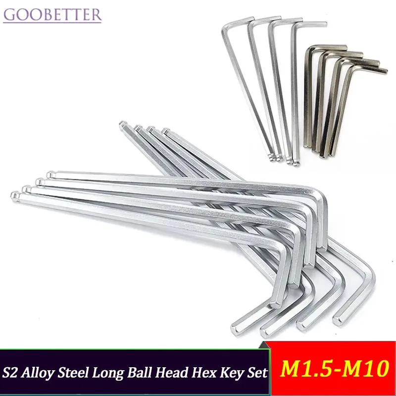 S2 Alloy Steel Hex Key Set Long Ball Head L-Shape Double-End Allen Wrench M1.5-M10 Bike Furniture Tool-Free Bolt Driver
S2 Alloy Steel Hex Key Set Long Ball Head L-Shape Double-End Allen Wrench M1.5-M10 Bike Furniture Tool-Free Bolt Driver