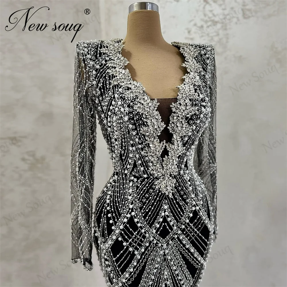 Customized Long Sleeves Evening Dresses Full Beaded Pearls Women Cocktail Occasion Dress Arabic Prom Party Dress Robes De Soiree
Customized Long Sleeves Evening Dresses Full Beaded Pearls Women Cocktail Occasion Dress Arabic Prom Party Dress Robes De Soiree