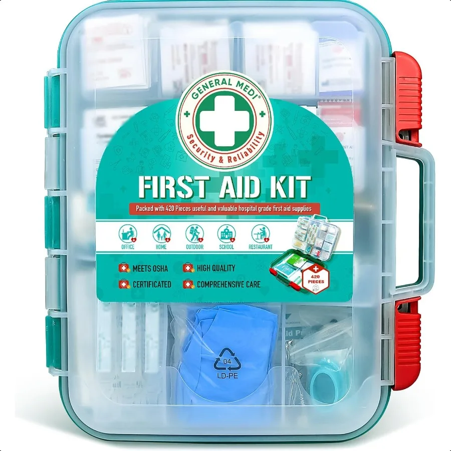General Medi 420 Pieces Profional First Aid Kit HardCase First Aid Box Contains Premium Medical plies for Travel Home Office Ve
General Medi 420 Pieces Profional First Aid Kit HardCase First Aid Box Contains Premium Medical plies for Travel Home Office Ve