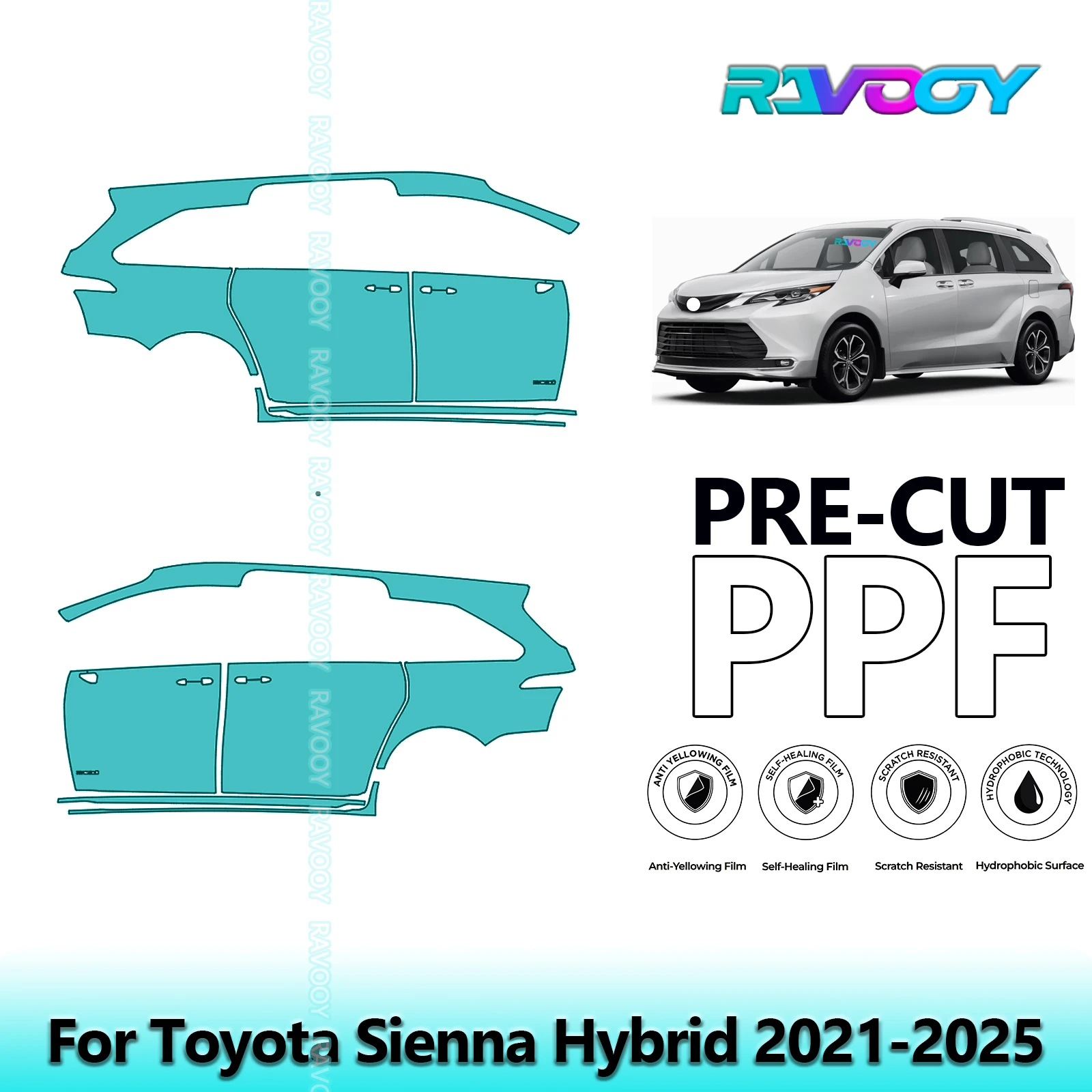 For Toyota Sienna Hybrid 2021-2025 8.5mil Clear Matte Pre-Cut PPF Door & A/B Pillar Kit TPU Paint Protection Film Set
For Toyota Sienna Hybrid 2021-2025 8.5mil Clear Matte Pre-Cut PPF Door & A/B Pillar Kit TPU Paint Protection Film Set
