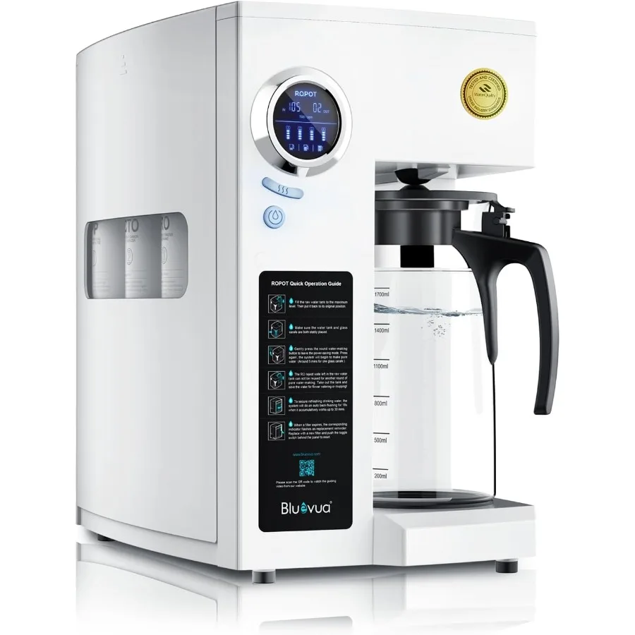 RO100ROPOT Countertop Reverse Osmosis Water Filter 4 Stage Purifier Portable Home Use 2:1 Pure to Drain Ratio Stainless Steel H
RO100ROPOT Countertop Reverse Osmosis Water Filter 4 Stage Purifier Portable Home Use 2:1 Pure to Drain Ratio Stainless Steel H
