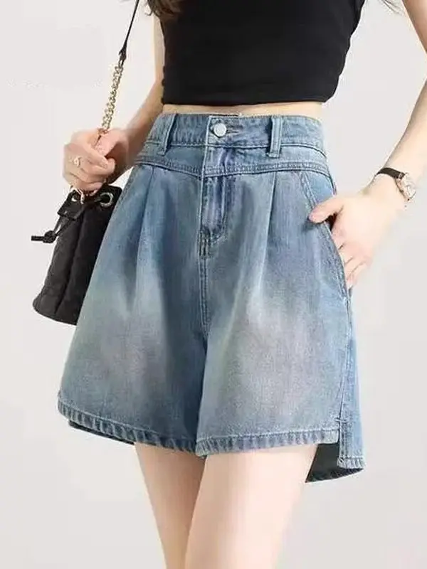 Light Blue High Waist Thin Denim Short Pants Women's Summer Loose Fit Five-Point Wide Leg Medium Length Jeans
Light Blue High Waist Thin Denim Short Pants Women's Summer Loose Fit Five-Point Wide Leg Medium Length Jeans
