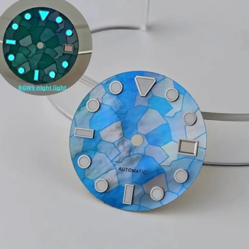 NH35 28.5mm Patchwork MOP Puzzle Triangle Markers BGW9 Luminous Watch Dial for NH35/NH36 Automatic Movement Case Mod Parts
NH35 28.5mm Patchwork MOP Puzzle Triangle Markers BGW9 Luminous Watch Dial for NH35/NH36 Automatic Movement Case Mod Parts