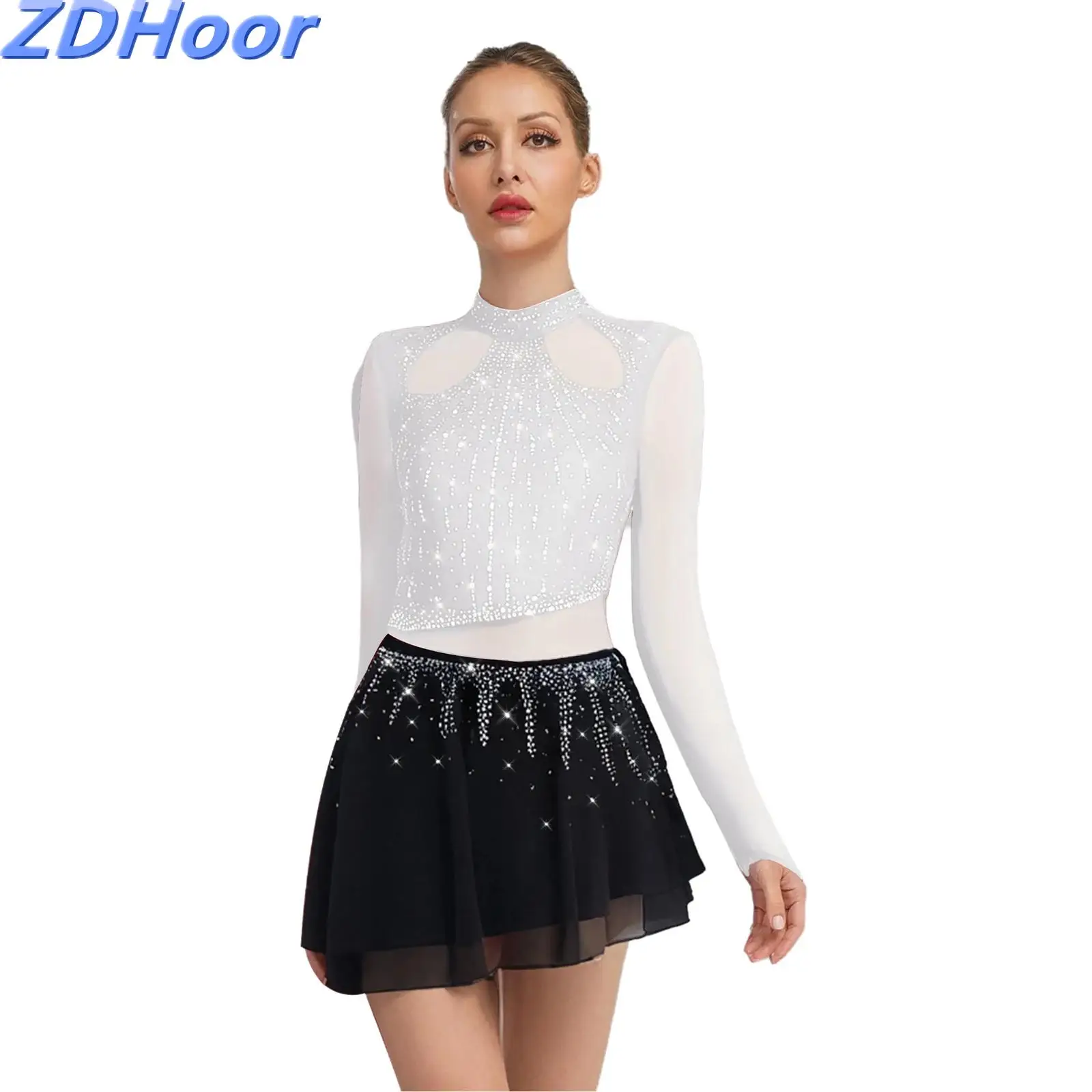 Женское платье для фигурного катания, лирическое танцевальное трико, платье со стразами, шифоновая юбка с длинными рукавами, боди, современный танцевальный костюм
Женское платье для фигурного катания, лирическое танцевальное трико, платье со стразами, шифоновая юбка с длинными рукавами, боди, современный танцевальный костюм