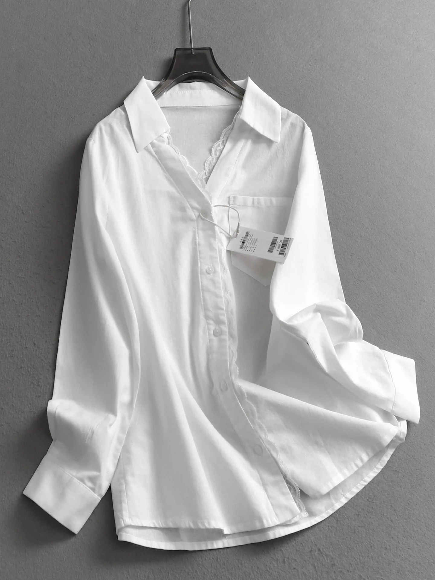 White Lace Trimmed Long Sleeve Commute Versatile Slimming Women's Shirt Autumn New Style Simple Straight Cut Rigid Fibre
White Lace Trimmed Long Sleeve Commute Versatile Slimming Women's Shirt Autumn New Style Simple Straight Cut Rigid Fibre
