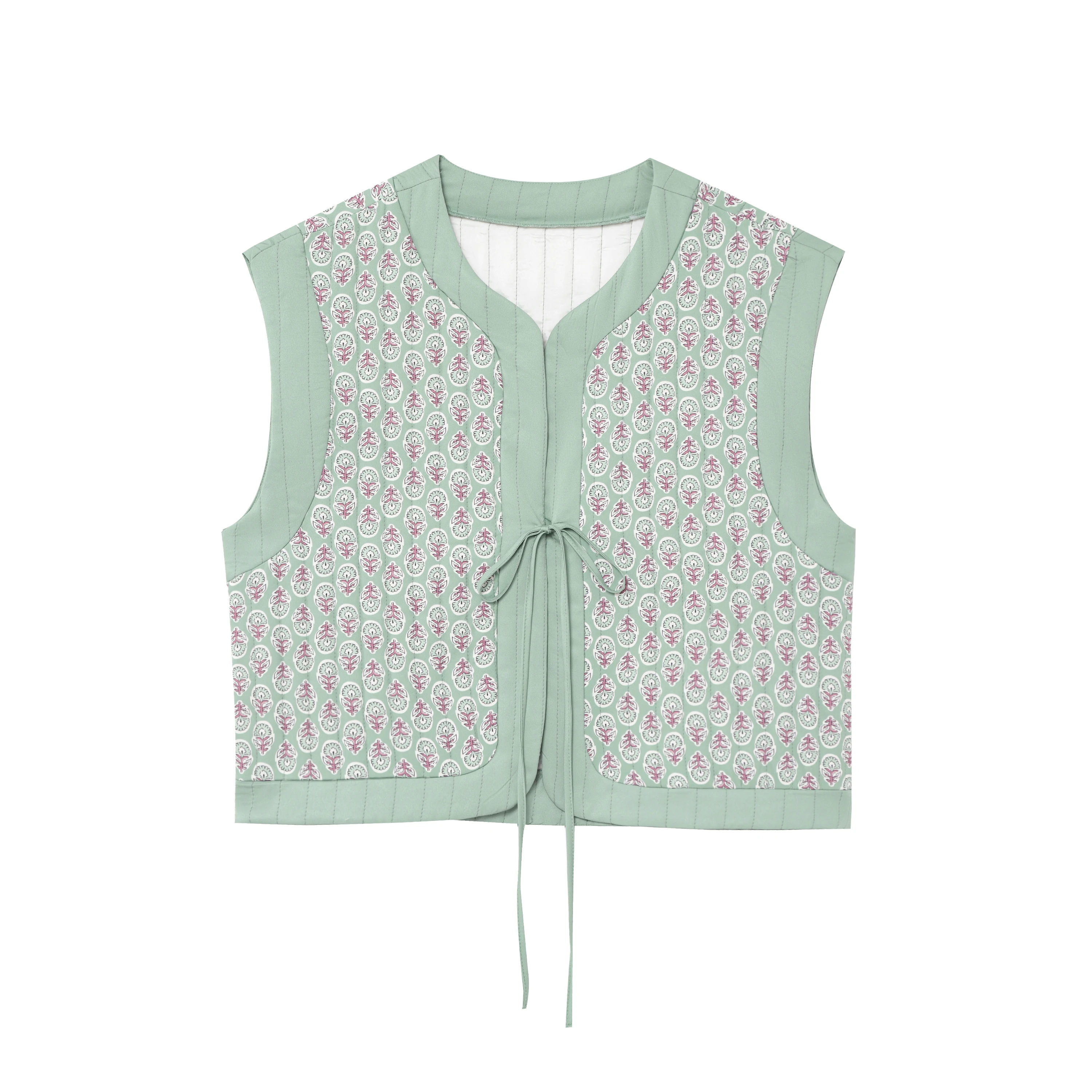 2025 New Vintage Women's Elegant Green Quilted Vest Jacket Fashion Ladies Casual Floral Printed Women's Chic Tops Vests 
2025 New Vintage Women's Elegant Green Quilted Vest Jacket Fashion Ladies Casual Floral Printed Women's Chic Tops Vests