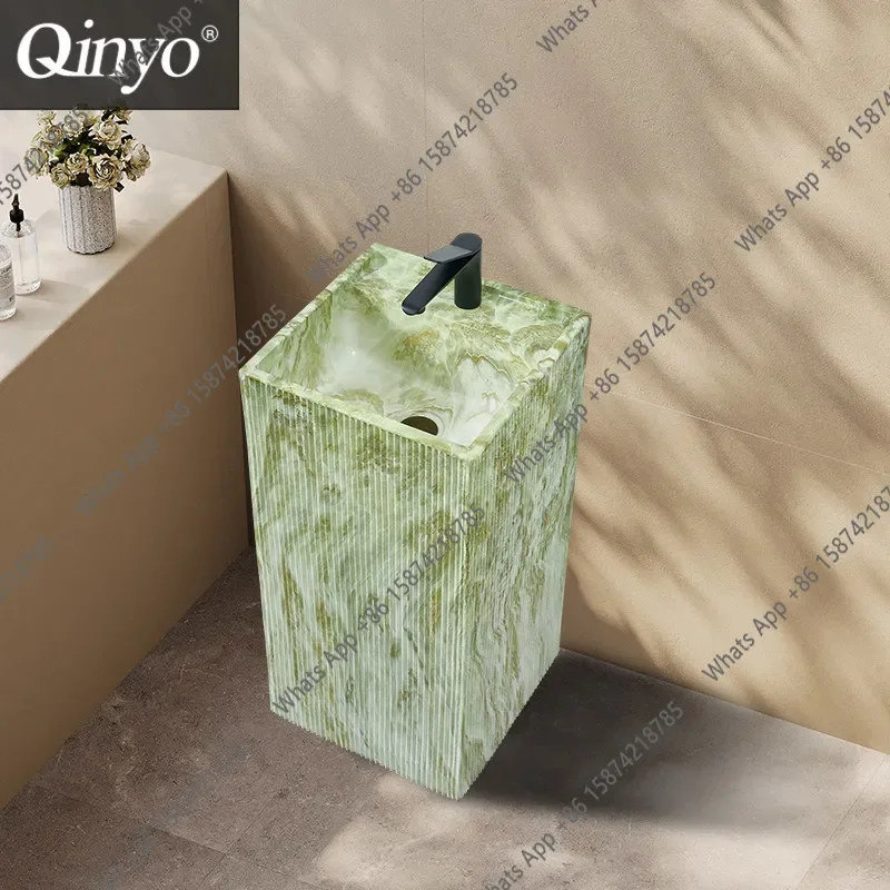 N64 Minimal light luxury column type green marble stone pattern personalized column basin integrated floor washing table
N64 Minimal light luxury column type green marble stone pattern personalized column basin integrated floor washing table