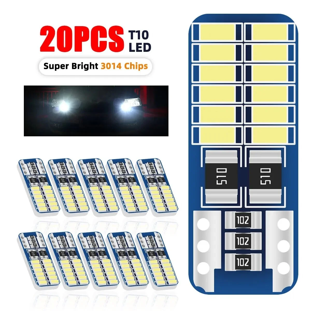 20PCS W5W Canbus 3014 24SMD No Error 194 168 T10 LED Car Interior Instrument Light Bulb Lamp 12V Universal White 6000K
20PCS W5W Canbus 3014 24SMD No Error 194 168 T10 LED Car Interior Instrument Light Bulb Lamp 12V Universal White 6000K