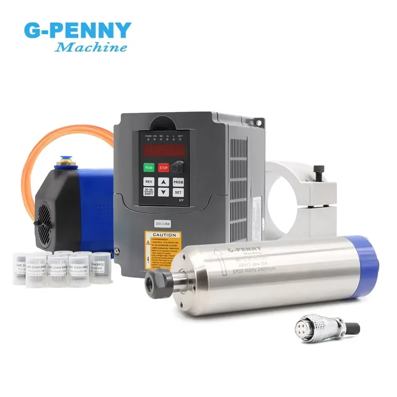 G-penny 2.2KW ER20 D80 Wood Working Bullet Type 220v/380v Water Cooled Spindle Motor HUANYANG Inverter Kit for Milling
G-penny 2.2KW ER20 D80 Wood Working Bullet Type 220v/380v Water Cooled Spindle Motor HUANYANG Inverter Kit for Milling