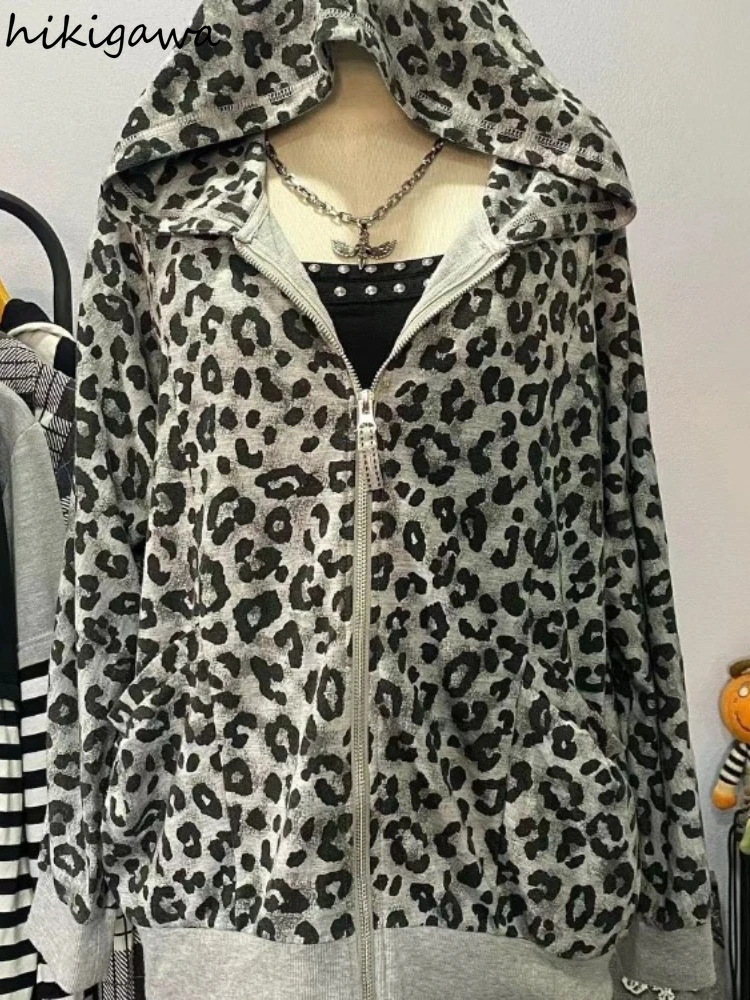 Fashion Leopard Print Hoodies Coats Women's Clothing Hooded Zipper Casual Sweatshirts Y2k Tops Streetwear Vintage Hoodie Jackets
Fashion Leopard Print Hoodies Coats Women's Clothing Hooded Zipper Casual Sweatshirts Y2k Tops Streetwear Vintage Hoodie Jackets