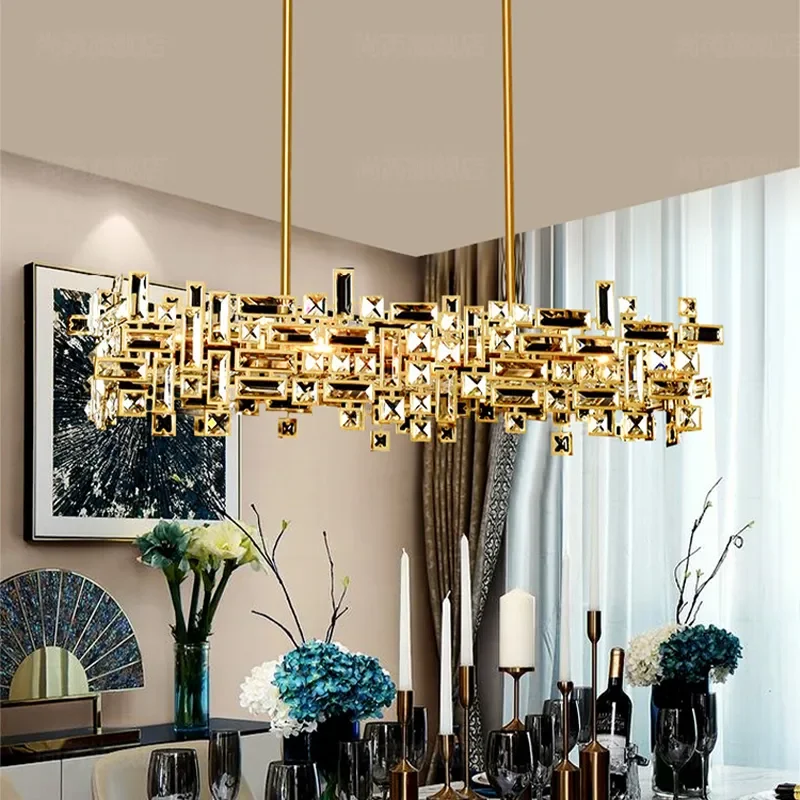 Modern Luxury Chandelier for Dining Room Kitchen Island Gold Crystal Long Hanging Lamp LED Indoor Decoration Lighting Fixture
Modern Luxury Chandelier for Dining Room Kitchen Island Gold Crystal Long Hanging Lamp LED Indoor Decoration Lighting Fixture