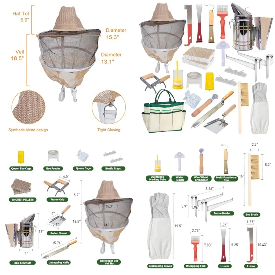 MayBee Beekeeping Supplies Bee Keeper Starting Kit 24 Pcs Beekeeping Tool Kit Bee Smoker Kit Including Beehive Tools, Uncapping
MayBee Beekeeping Supplies Bee Keeper Starting Kit 24 Pcs Beekeeping Tool Kit Bee Smoker Kit Including Beehive Tools, Uncapping