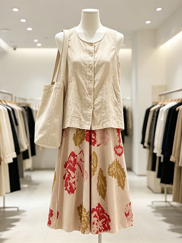 Large Size Women's Sleeveless Printed Blouse And Halter Skirt Set Casual High Waist A-Line Summer Fashion Outfit
Large Size Women's Sleeveless Printed Blouse And Halter Skirt Set Casual High Waist A-Line Summer Fashion Outfit