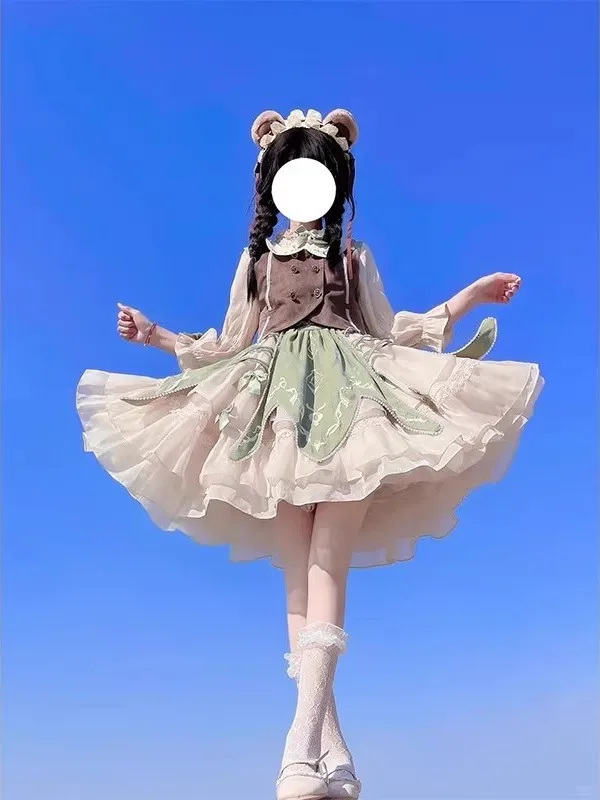 Elegant Green Countryside Style Lolita Vest Shirt Skirt Dress Daily Light Lo Dress Cute Hanfu Set Summer 2025 Ladies Fashion
Elegant Green Countryside Style Lolita Vest Shirt Skirt Dress Daily Light Lo Dress Cute Hanfu Set Summer 2025 Ladies Fashion