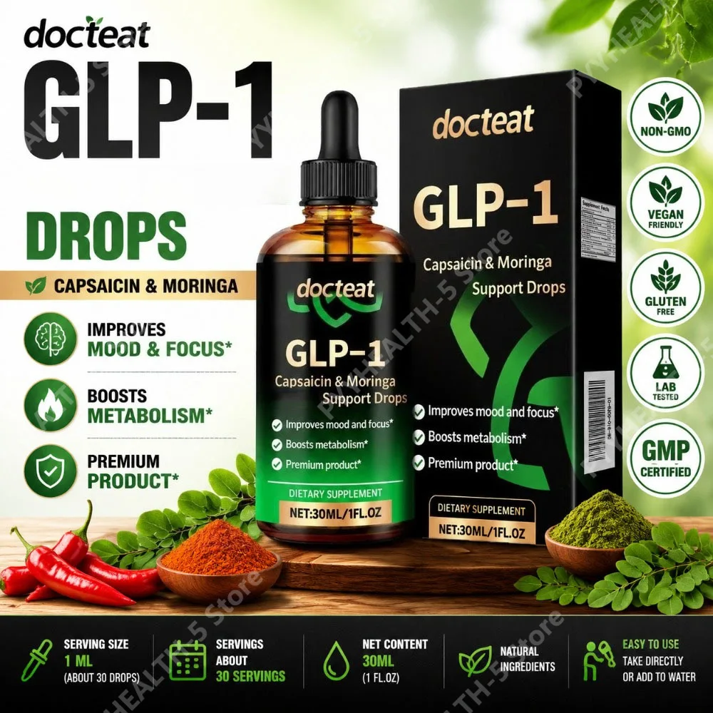 Docteat GLP-1 Capsaicin & Moringa Drops, 30 Ml Net, 1 Ml Serving, Green Tea Extract, Antioxidant Daily Energy Metabolic Balance
Docteat GLP-1 Capsaicin & Moringa Drops, 30 Ml Net, 1 Ml Serving, Green Tea Extract, Antioxidant Daily Energy Metabolic Balance