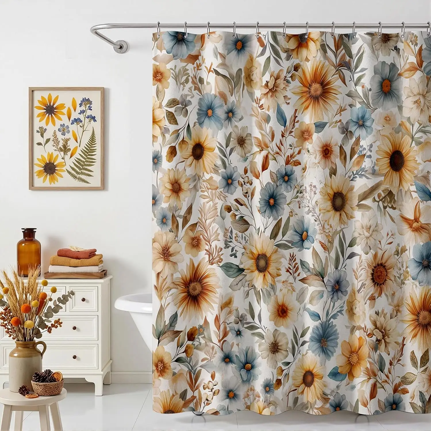 Vintage Floral Shower Curtain – Retro Boho Flowers, Rustic Mid-Century Farmhouse Bathroom Decor 12PCS Hooks 71X71Inch
Vintage Floral Shower Curtain – Retro Boho Flowers, Rustic Mid-Century Farmhouse Bathroom Decor 12PCS Hooks 71X71Inch