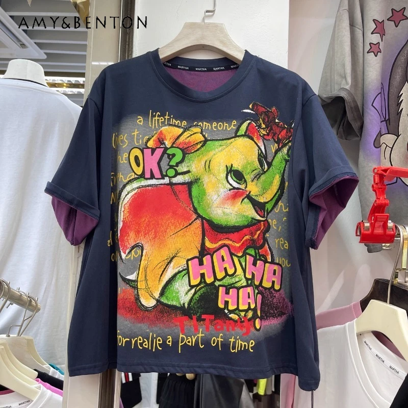 2025 Summer New Heavy Industry Printed T-shirt Female Cute Cartoon O-neck Loose Medium And Long Short-sleeved Top New Tees Women
2025 Summer New Heavy Industry Printed T-shirt Female Cute Cartoon O-neck Loose Medium And Long Short-sleeved Top New Tees Women