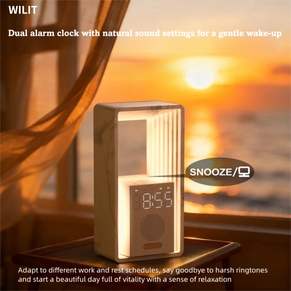 WILIT Dual Alarm Clock with White Noise And Atmosphere Light 9 Natural Sounds Touch USB Output Bedhead Desk Night Light US Plug
WILIT Dual Alarm Clock with White Noise And Atmosphere Light 9 Natural Sounds Touch USB Output Bedhead Desk Night Light US Plug