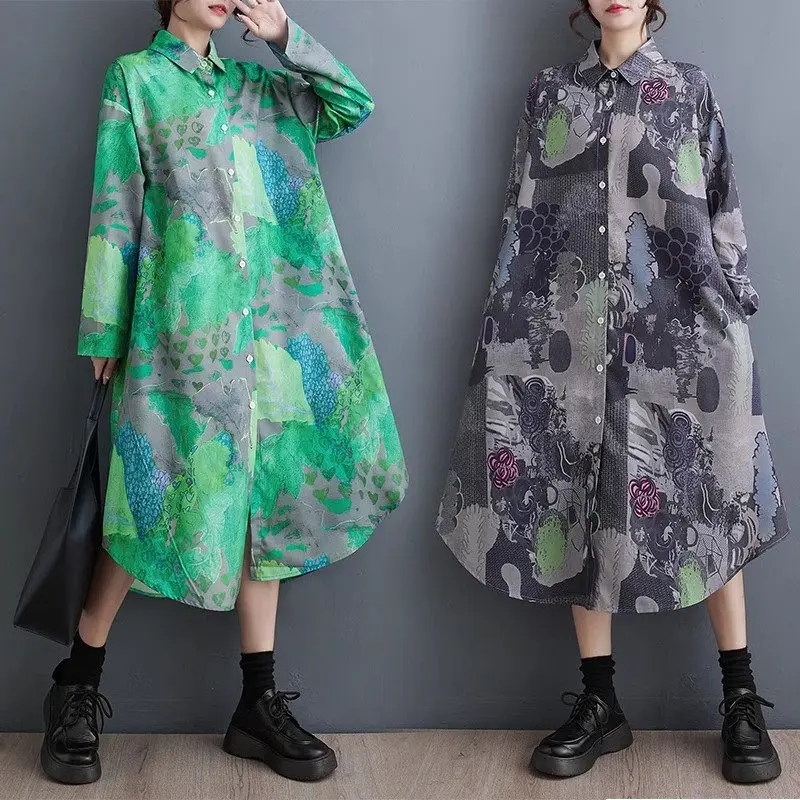 Women's Dress 2024 Spring And Autumn Korean Edition Loose Large Size Printed Mid Length Art Retro Dress Square Neck Shirt Z4069
Women's Dress 2024 Spring And Autumn Korean Edition Loose Large Size Printed Mid Length Art Retro Dress Square Neck Shirt Z4069