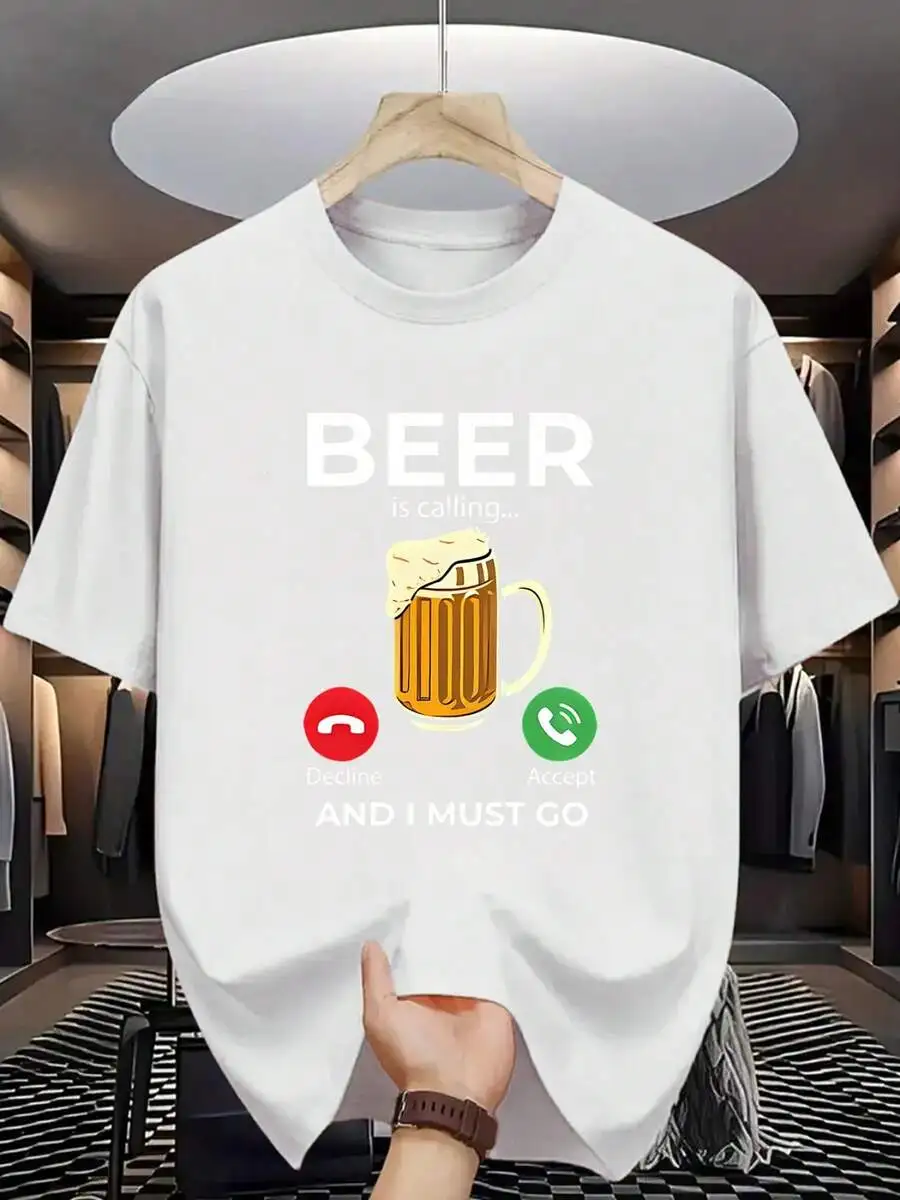 Beer Is Calling And I Must Go Graphic Print Round Neck Short Sleeve T-Shirt For Men
Beer Is Calling And I Must Go Graphic Print Round Neck Short Sleeve T-Shirt For Men