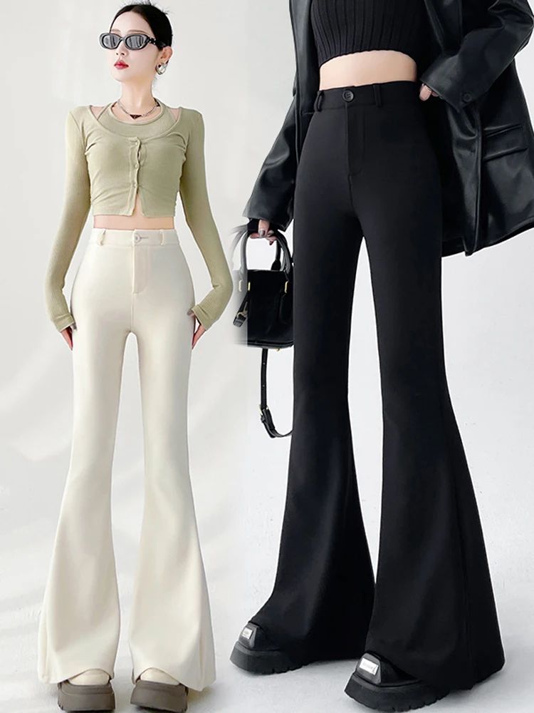 High Waist Slim Fit Casual Pants Women's Micro Flared Trousers Elastic Leisure Floor Length Hoof Pants in Beige
High Waist Slim Fit Casual Pants Women's Micro Flared Trousers Elastic Leisure Floor Length Hoof Pants in Beige