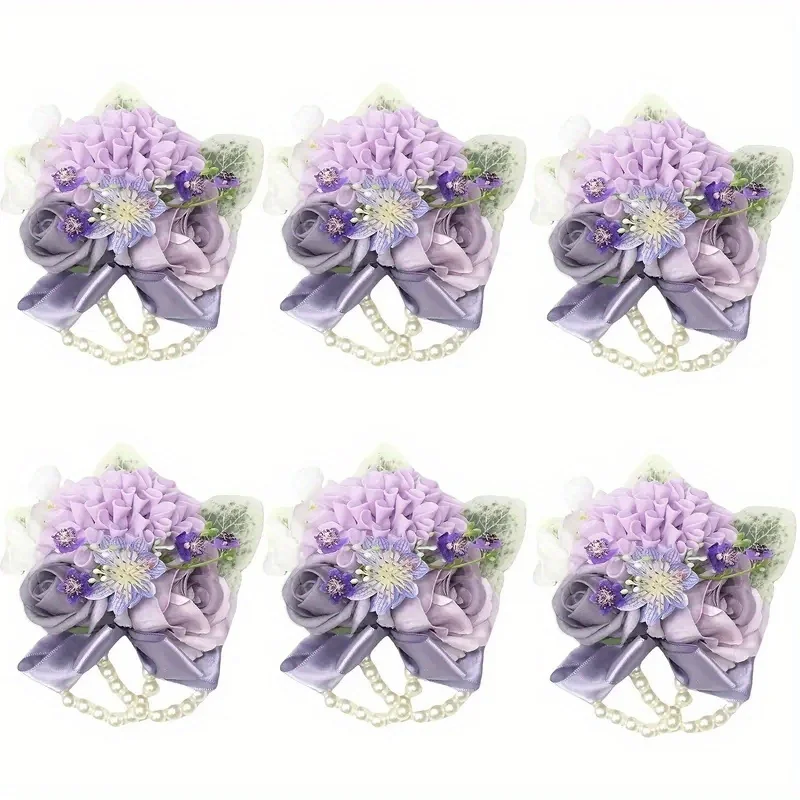 6 pcs purple artificial flowers Rose Wrist Corsage, Wristlet Band Bracelet for Bride, Bridesmaid White Wedding Prom
6 pcs purple artificial flowers Rose Wrist Corsage, Wristlet Band Bracelet for Bride, Bridesmaid White Wedding Prom