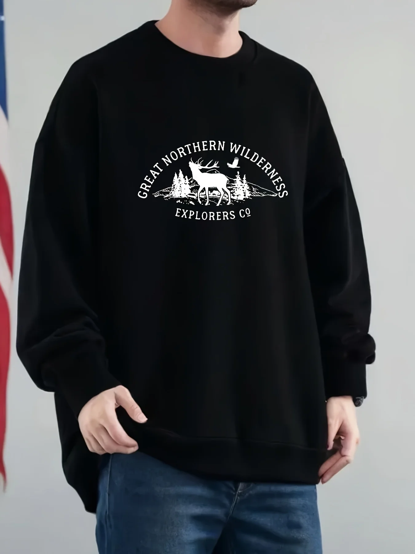 GREAT NORTHERN WILDERNESS EXPLORERS CO Deer Howling Trees Bird print Men's sweatshirt
GREAT NORTHERN WILDERNESS EXPLORERS CO Deer Howling Trees Bird print Men's sweatshirt