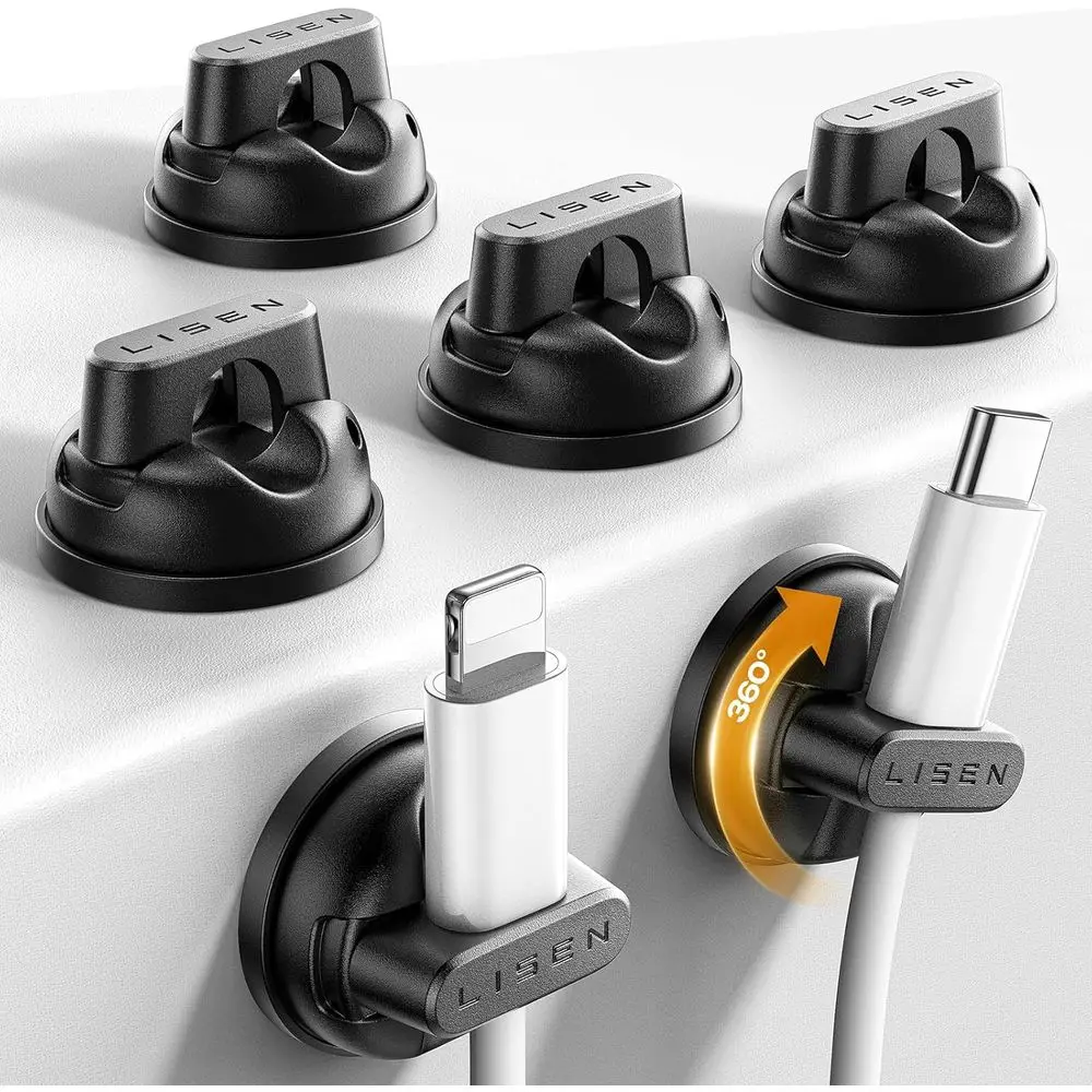 Rotatable Cord Holder or Nightstand, 360°Rotating Magnetic Clips, No-Residue Strong Adhesive Cord Organizer or Desk, Pe Cord Hol
Rotatable Cord Holder or Nightstand, 360°Rotating Magnetic Clips, No-Residue Strong Adhesive Cord Organizer or Desk, Pe Cord Hol