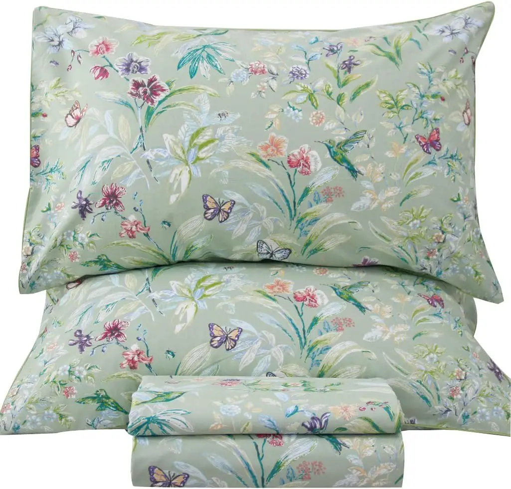 Green Floral Queen Sheet Set - Bird Butterfly Print, 4Pcs Egyptian Cotton Bedding, Soft Breathable, 17.5" Deep Pockets
Green Floral Queen Sheet Set - Bird Butterfly Print, 4Pcs Egyptian Cotton Bedding, Soft Breathable, 17.5" Deep Pockets