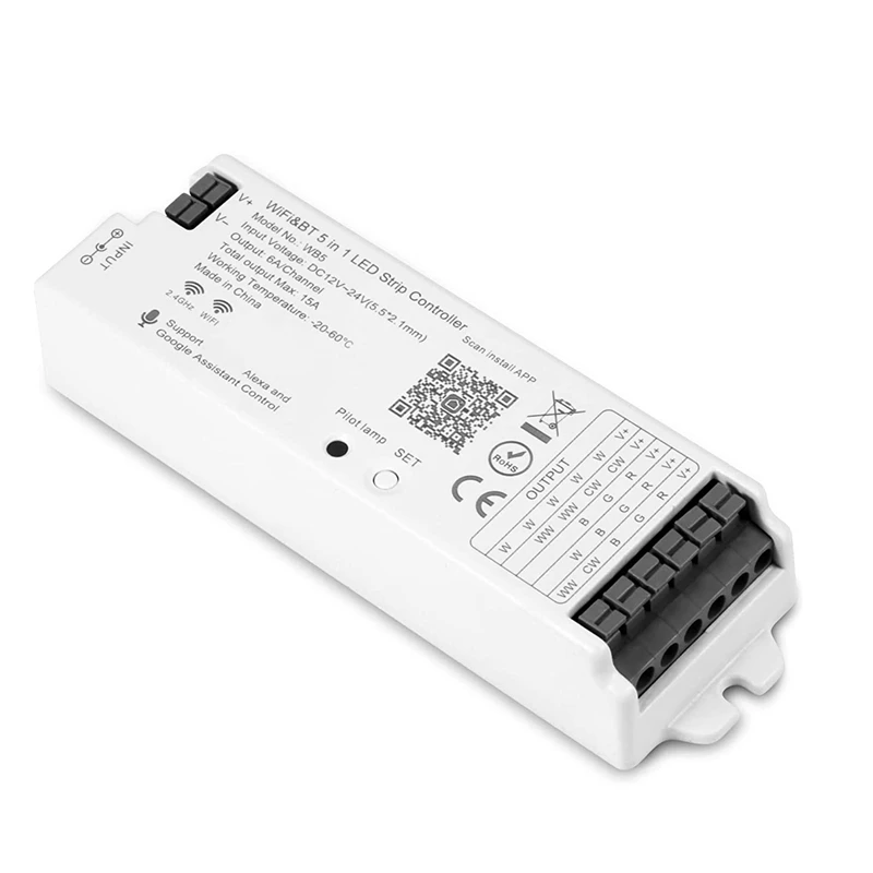 Контроллер светодиодной ленты WB5 RF Wifi Bluetooth RGB CCT RGBW 5 в 1 с регулируемой яркостью, контроллер освещения для приложения Smart Life
Контроллер светодиодной ленты WB5 RF Wifi Bluetooth RGB CCT RGBW 5 в 1 с регулируемой яркостью, контроллер освещения для приложения Smart Life