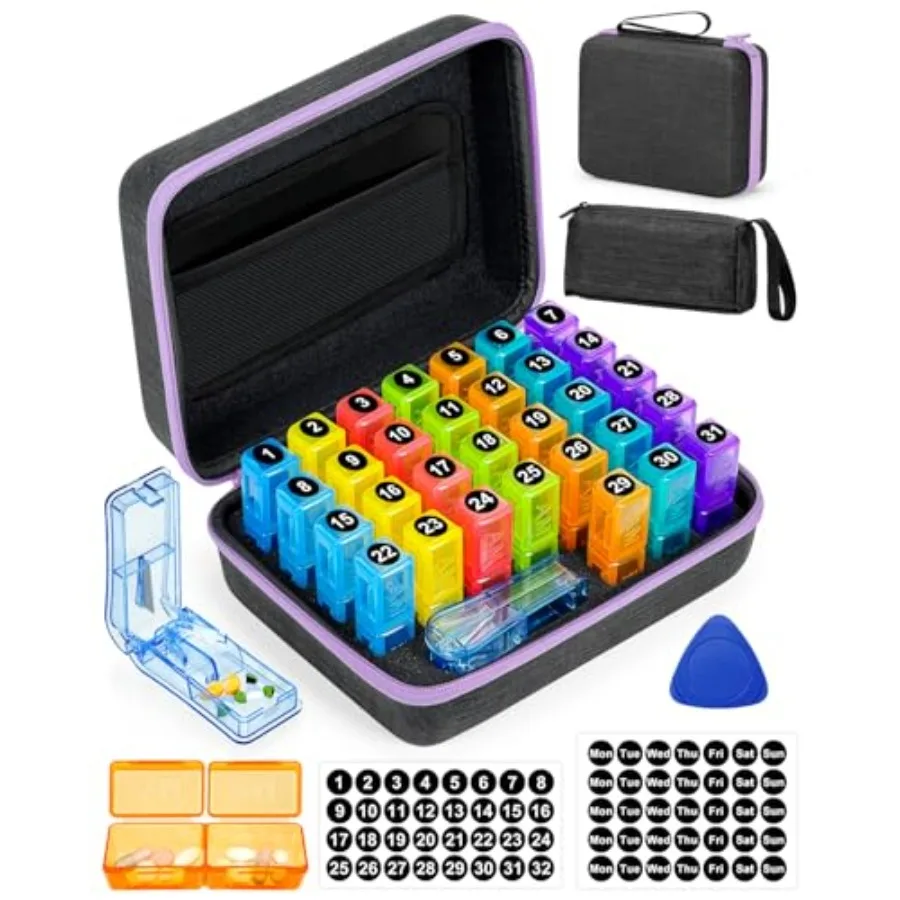 Monthly Pill Organizer 2 Time a Day, with Pable Hard hell, Pill Cutter, 31-Day Box, Platic Opening Pick, Monthly and Weekly tic
Monthly Pill Organizer 2 Time a Day, with Pable Hard hell, Pill Cutter, 31-Day Box, Platic Opening Pick, Monthly and Weekly tic