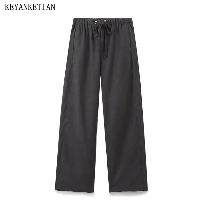 KEYANKETIAN 2024 Autumn New Women's Solid color Straight Pants Leisure style Drawstring Elastic Waist Loose Sweatpants Trousers
KEYANKETIAN 2024 Autumn New Women's Solid color Straight Pants Leisure style Drawstring Elastic Waist Loose Sweatpants Trousers