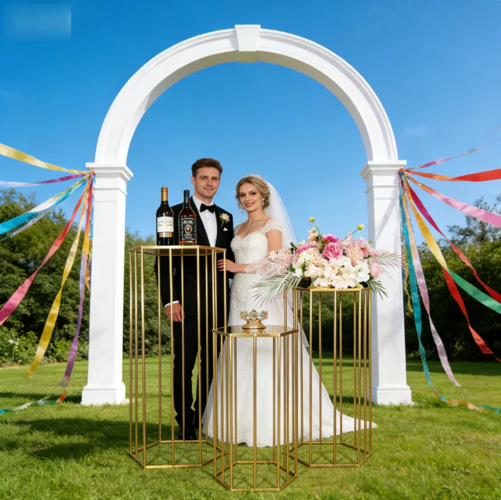 New Stainless Steel Shining Gold Wedding Hexagonal Decorative Table Banquet Performance Party Cake
New Stainless Steel Shining Gold Wedding Hexagonal Decorative Table Banquet Performance Party Cake